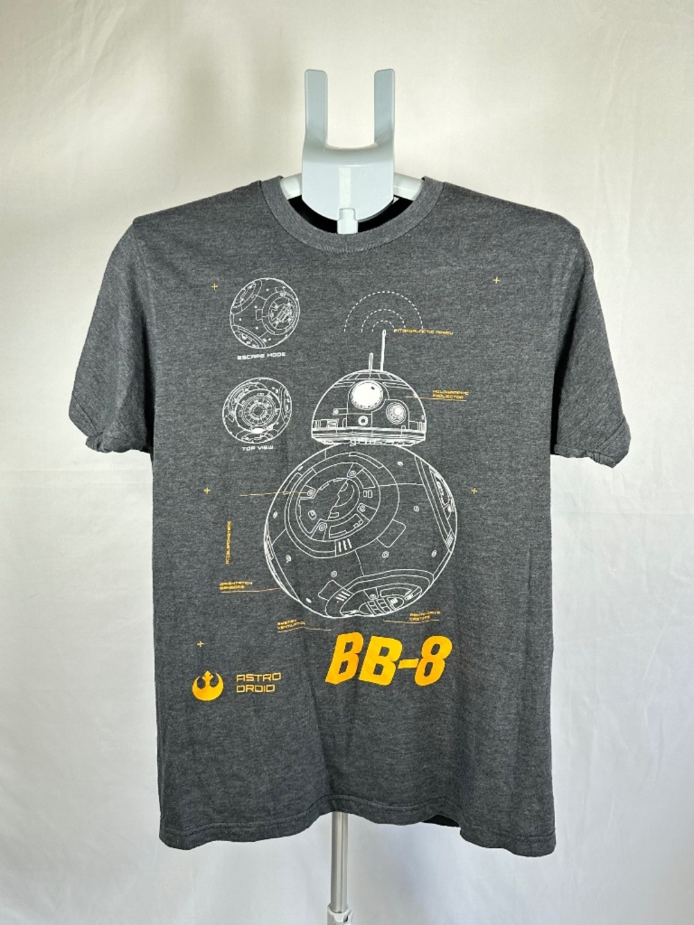 Men's Star Wars T-Shirt Heathered Gray Size Medium BB 8 Short Sleeve